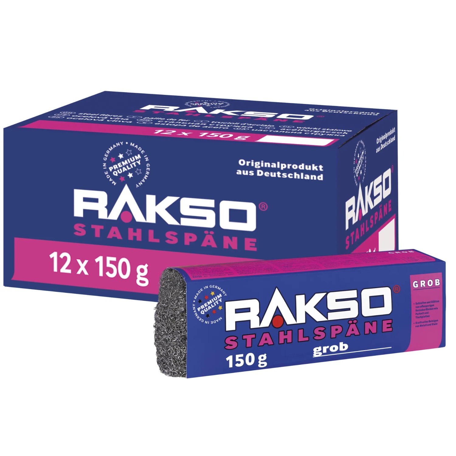 RAKSO Stahlspäne Banderole Sorte Grob 12 x 200g