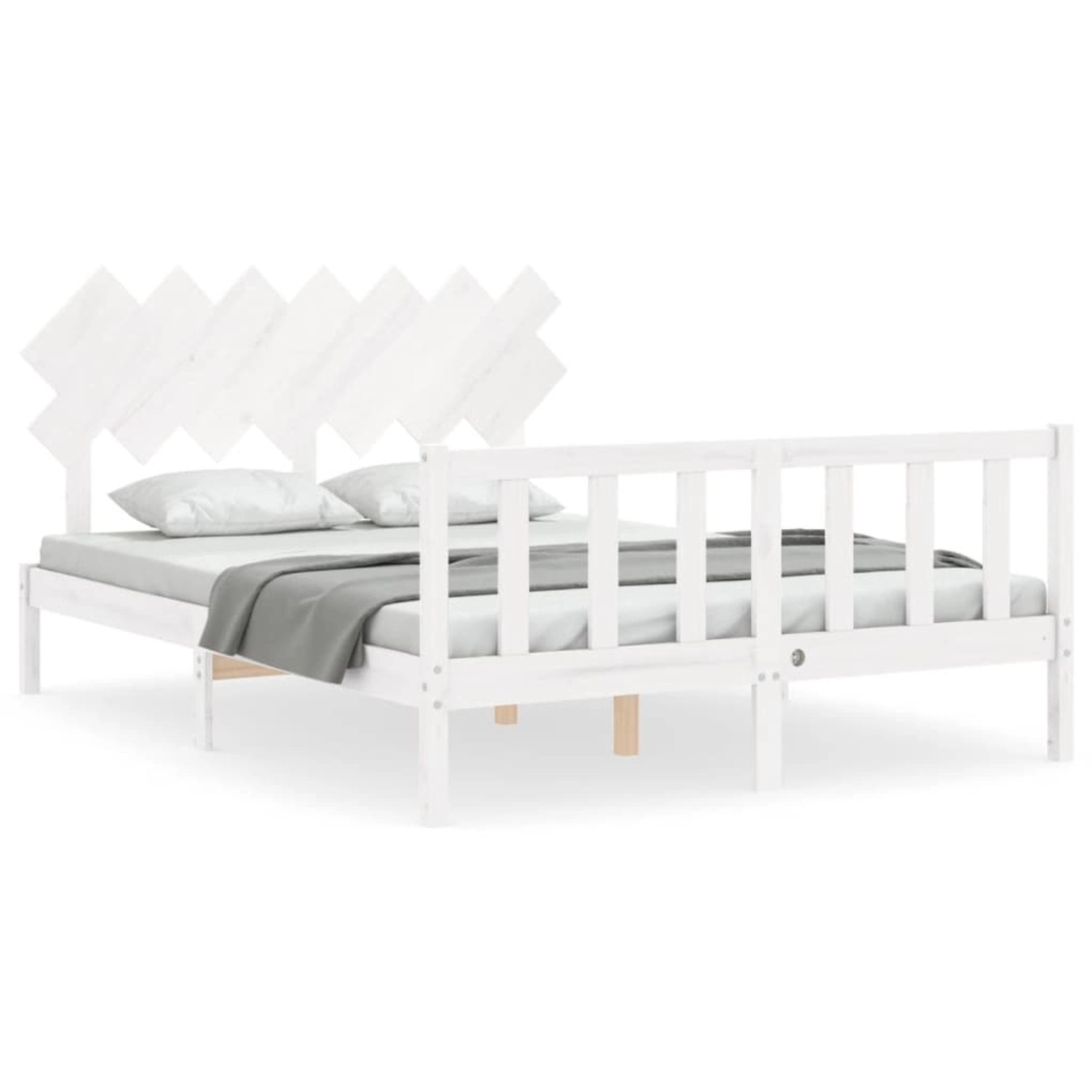 vidaXL Massivholzbett ohne Matratze Weiß 140x190 cm Kiefernholz 3193447 günstig online kaufen