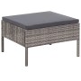 Grauer vidaXL Gartenhocker/Fußhocker aus Rattan mit anthrazitfarbenem Kissen.