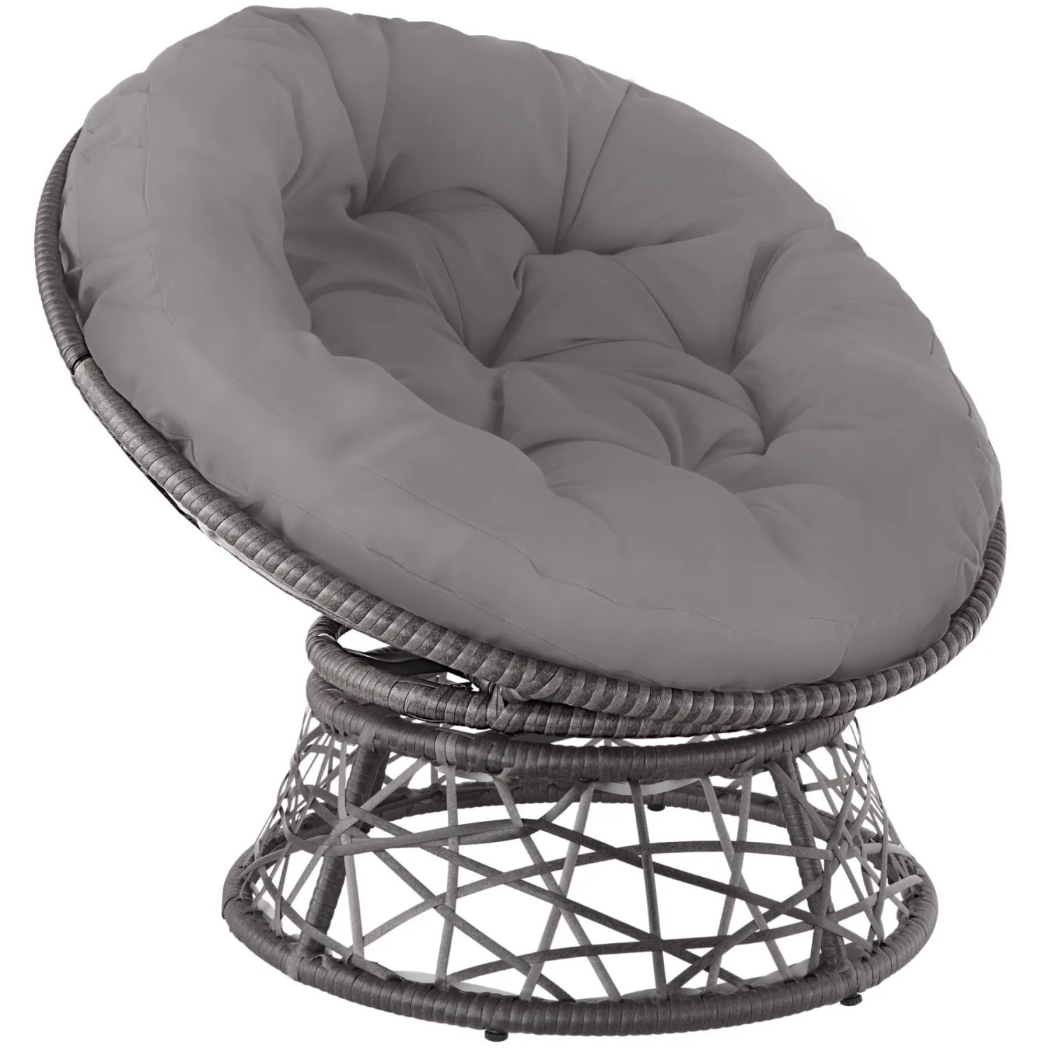 Tectake Rattansessel Gargano Drehbar Widerstandsfähig  92 x 80 x 80 50 cm Grau