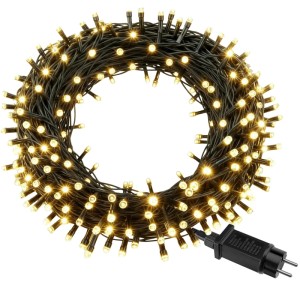 Tectake LED Lichterkette warmweiß mit 200 Lichtern und grünem Kabel.
