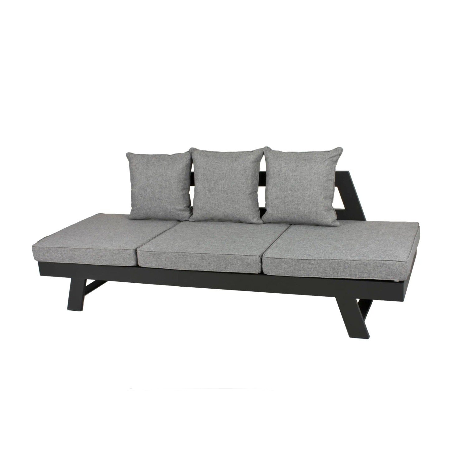 DELUKE Gartensofa BEN Alu-Polyester Mit Auflagen Grau Gartenliege Sonnenliege