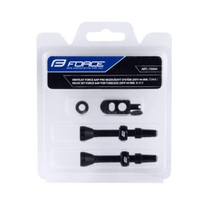 Force Ventilsatz für Tubeless Fahrräder, 2x SV 44mm, schwarz, inklusive Werkzeug und Dichtungen.