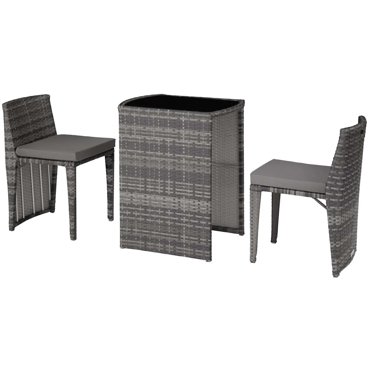 Tectake Aluminium Rattanset Hamburg Wetterfest und Uv Beständig Zusammenschiebbar  156 50 x 49 50 x 74 50 cm Grau