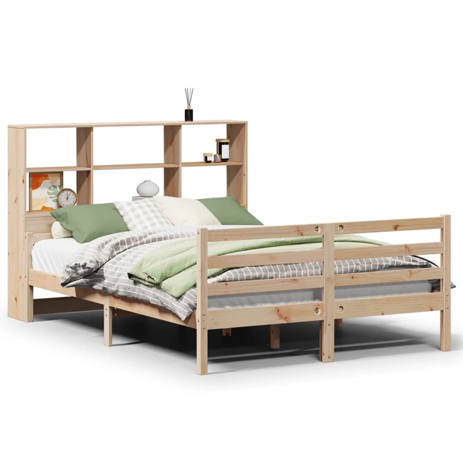 vidaXL Massivholzbett mit Regal ohne Matratze 140x190 cm Kiefernholz 332222 günstig online kaufen