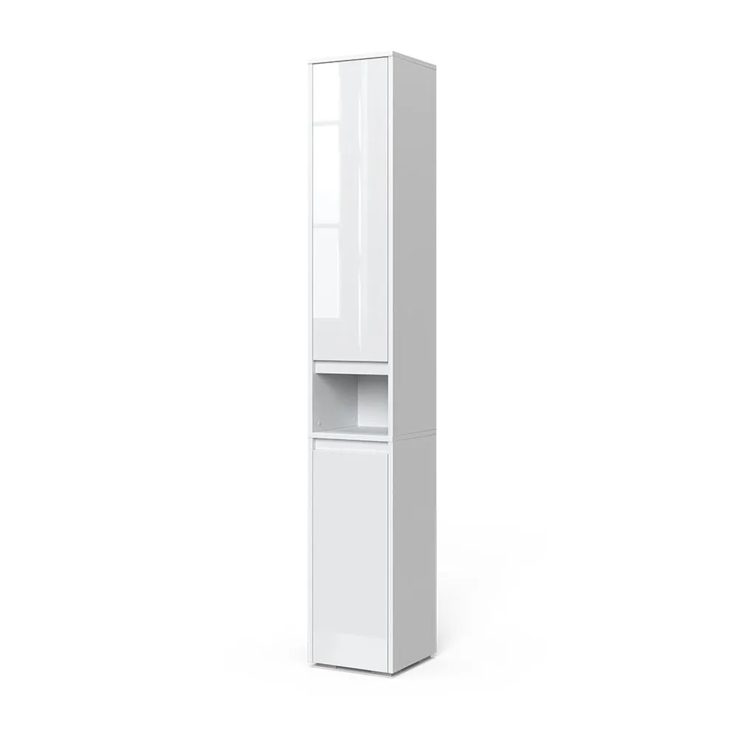 Vicco Badschrank Majest Weiß 30 x 192 mit Türen und Offenem Fach