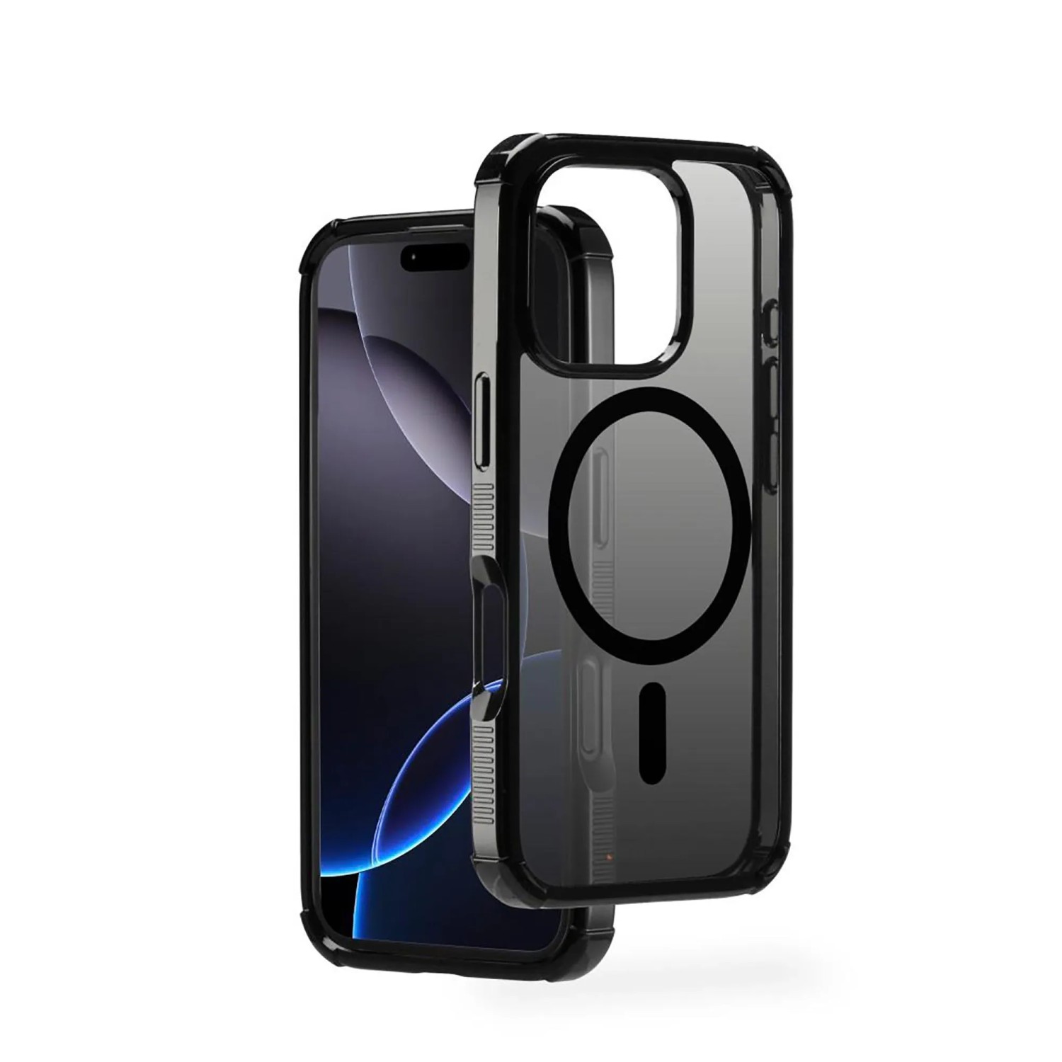Schwarze, magnetische Hama Handyhülle Extreme Protect für iPhone 16 Pro mit D3O-Technologie und Kratzschutz.