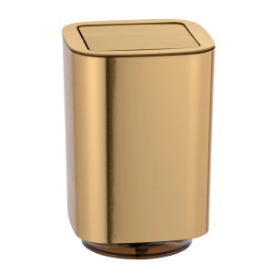 Goldener Wenko Kosmetikeimer Auron mit Schwingdeckel, 5,5 Liter, für Bad und WC.