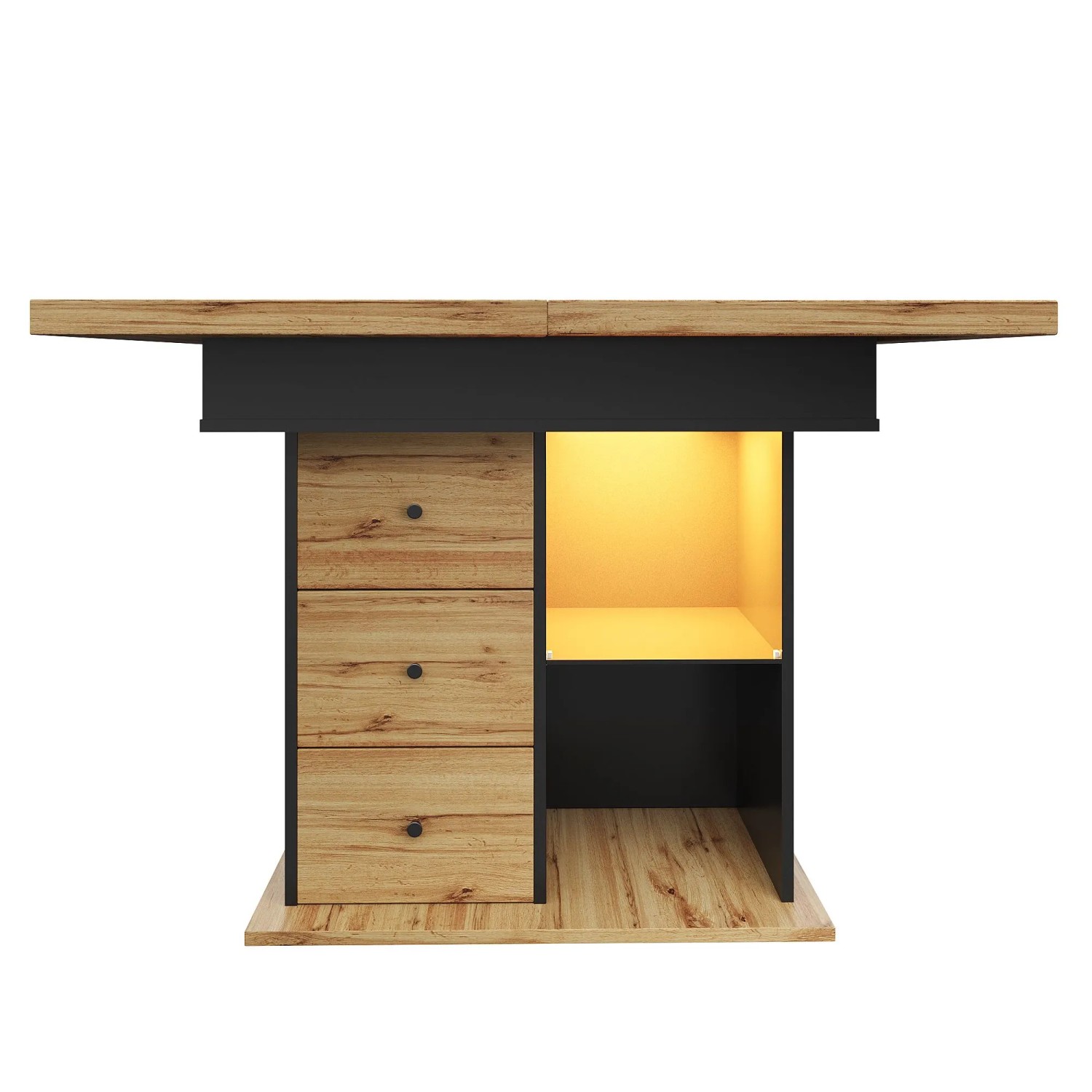 Merax Esstisch 110x140x80 cm Schwarz Ausziehbar LED 4 Bis 6 Personen
