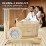 LuxeBath Saunazubehör Set 4 Teilig aus Holz Saunaeimer 4L Saunakelle Thermometer-Hygrometer Sanduhr_5