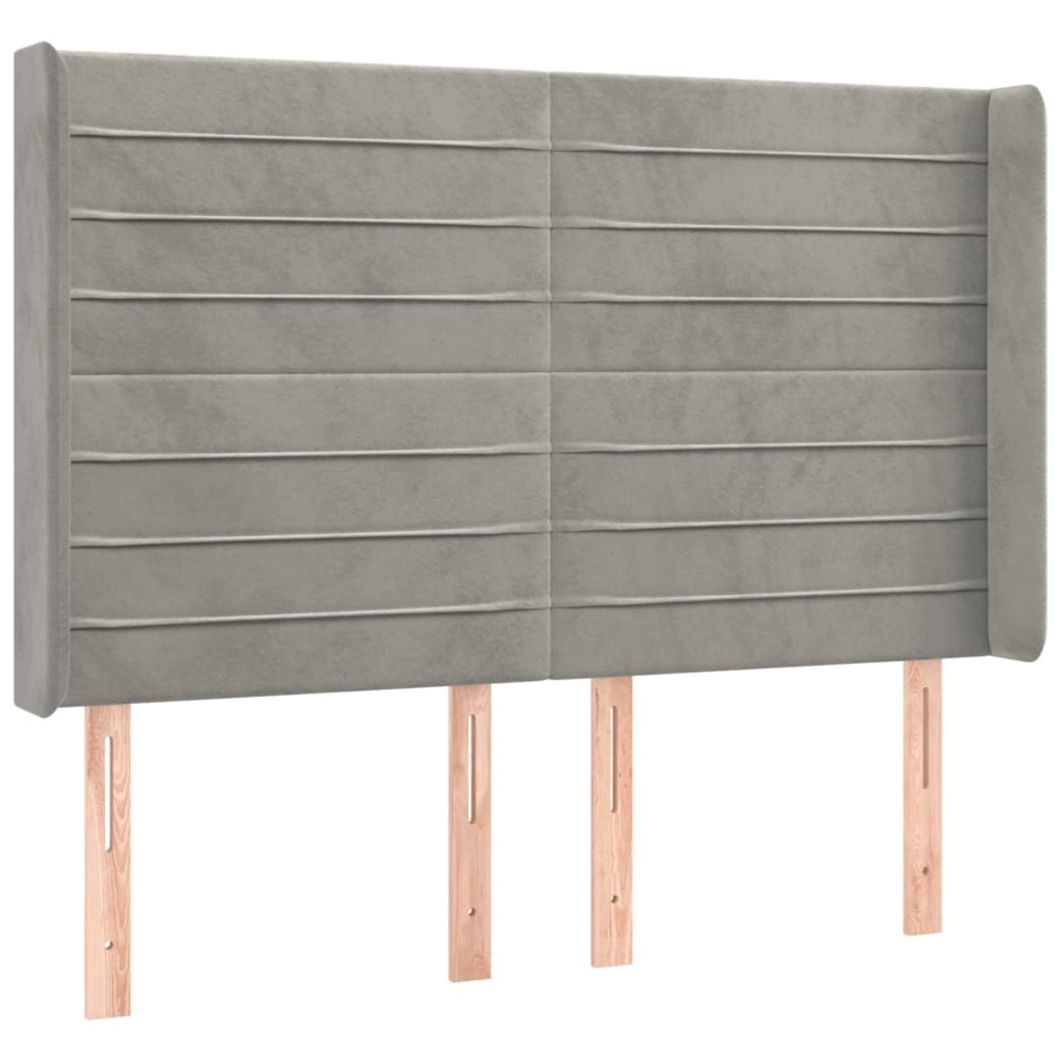 vidaXL LED Kopfteil Hellgrau 147x16x118/128 cm Samt 3124236