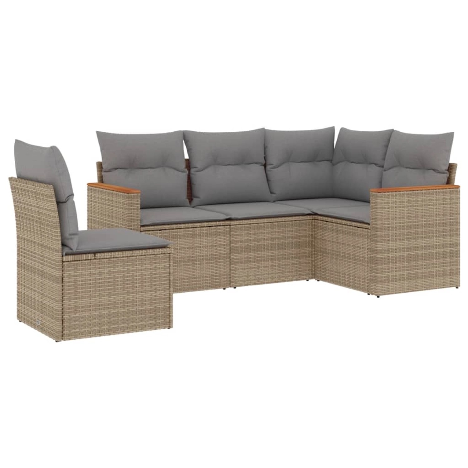 vidaXL 5-Tlg Garten-Sofagarnitur mit Kissen Beige Poly Rattan 3225975 günstig online kaufen