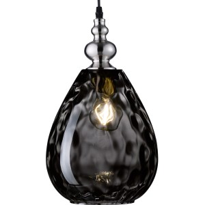 Fischer & Honsel Pendelleuchte Uller mit Rauchglas und Nickel-Optik.