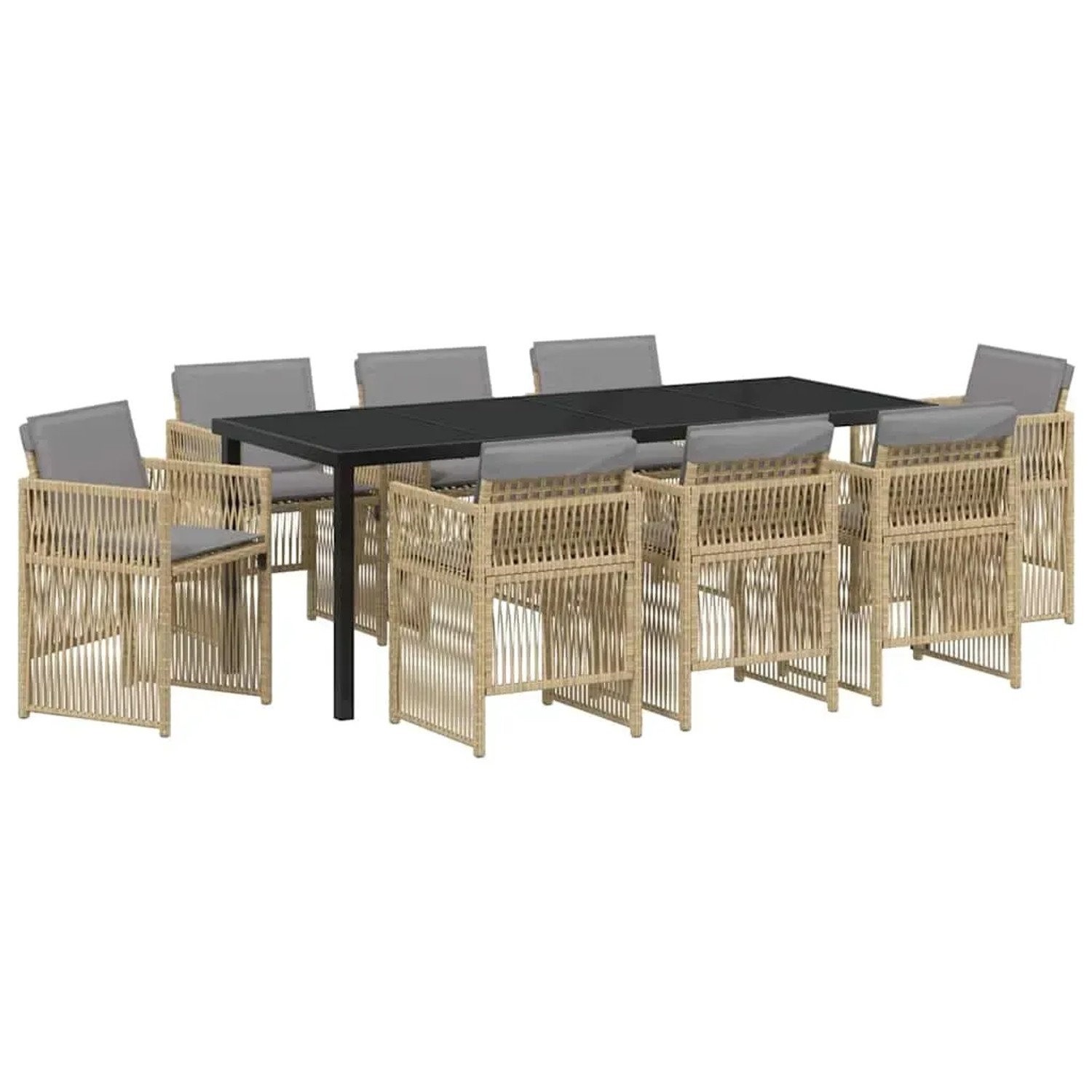vidaXL Garten Essgruppe 9-Tlg Beige Poly Rattan 3380672