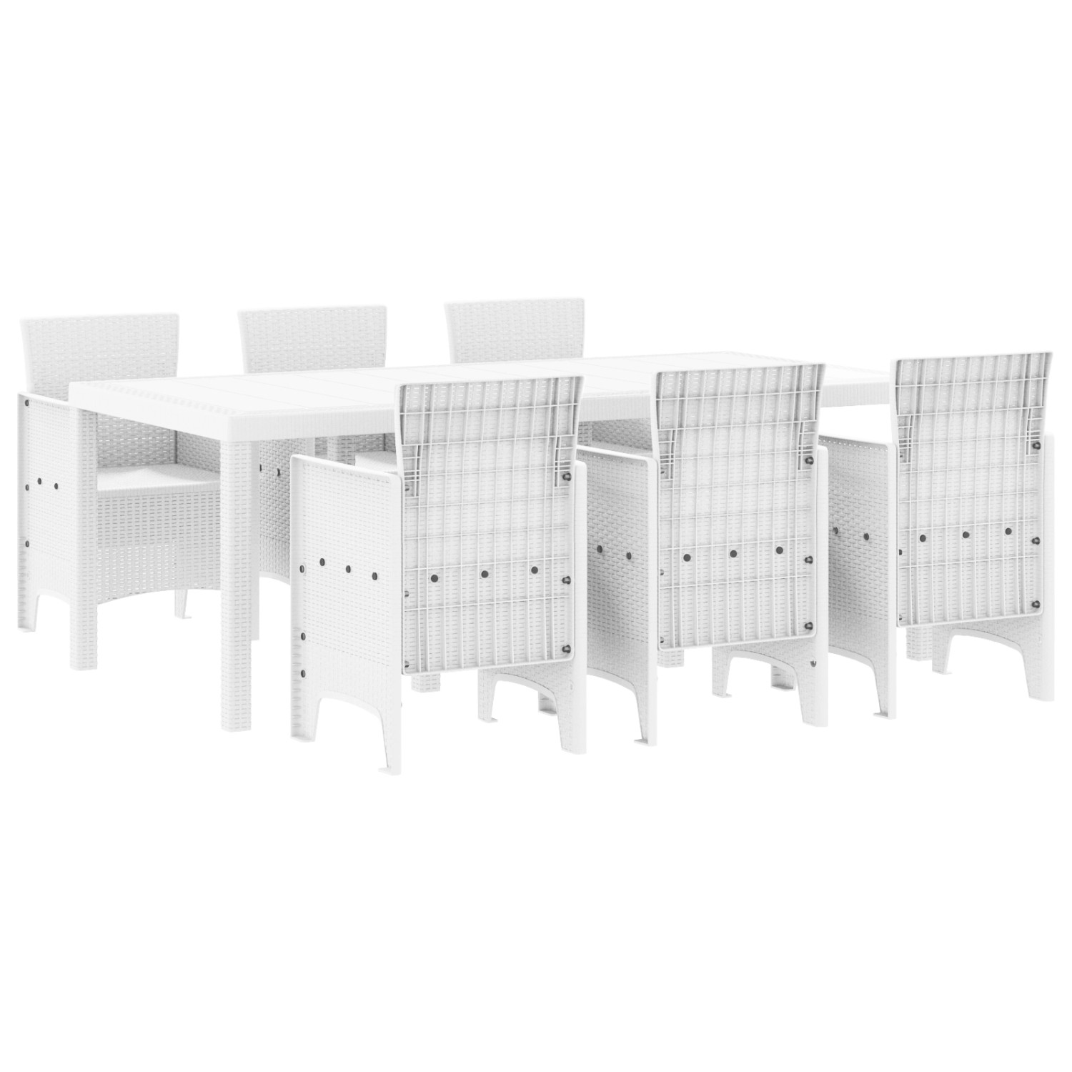 vidaXL 7-Teilige Garten Essgruppe Weiß Poly Rattan 3378722 günstig online kaufen