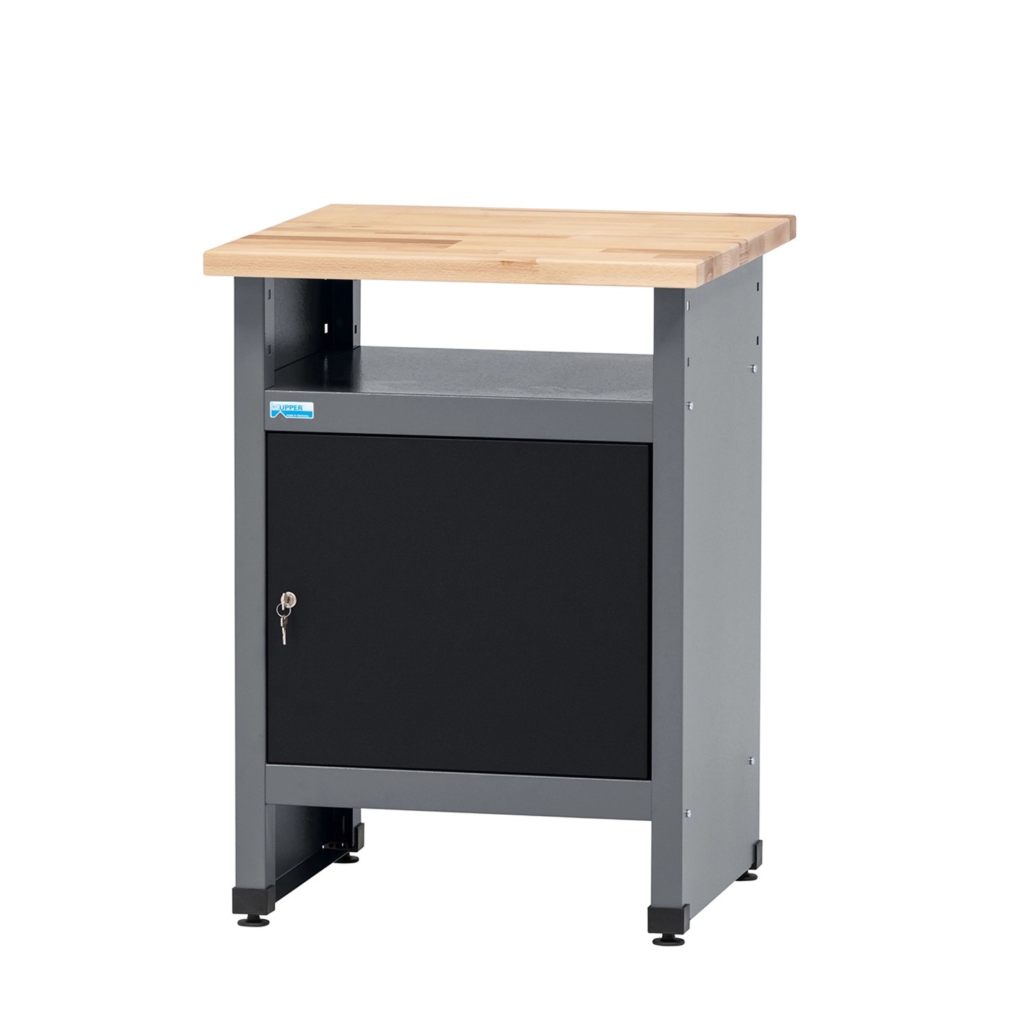 Küpper Werkbank Eintürig mit 1 Fach 84 x 60 x 60 cm Schwarz-Hellgrau günstig online kaufen