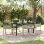 Hellgraue 5-tlg. vidaXL Garten Essgruppe aus Poly Rattan mit Tisch und Stühlen.