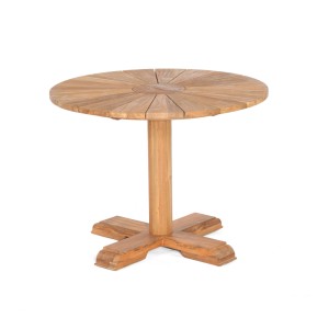 Runder Natur24 Solis Gartentisch aus Teakholz in Natur.