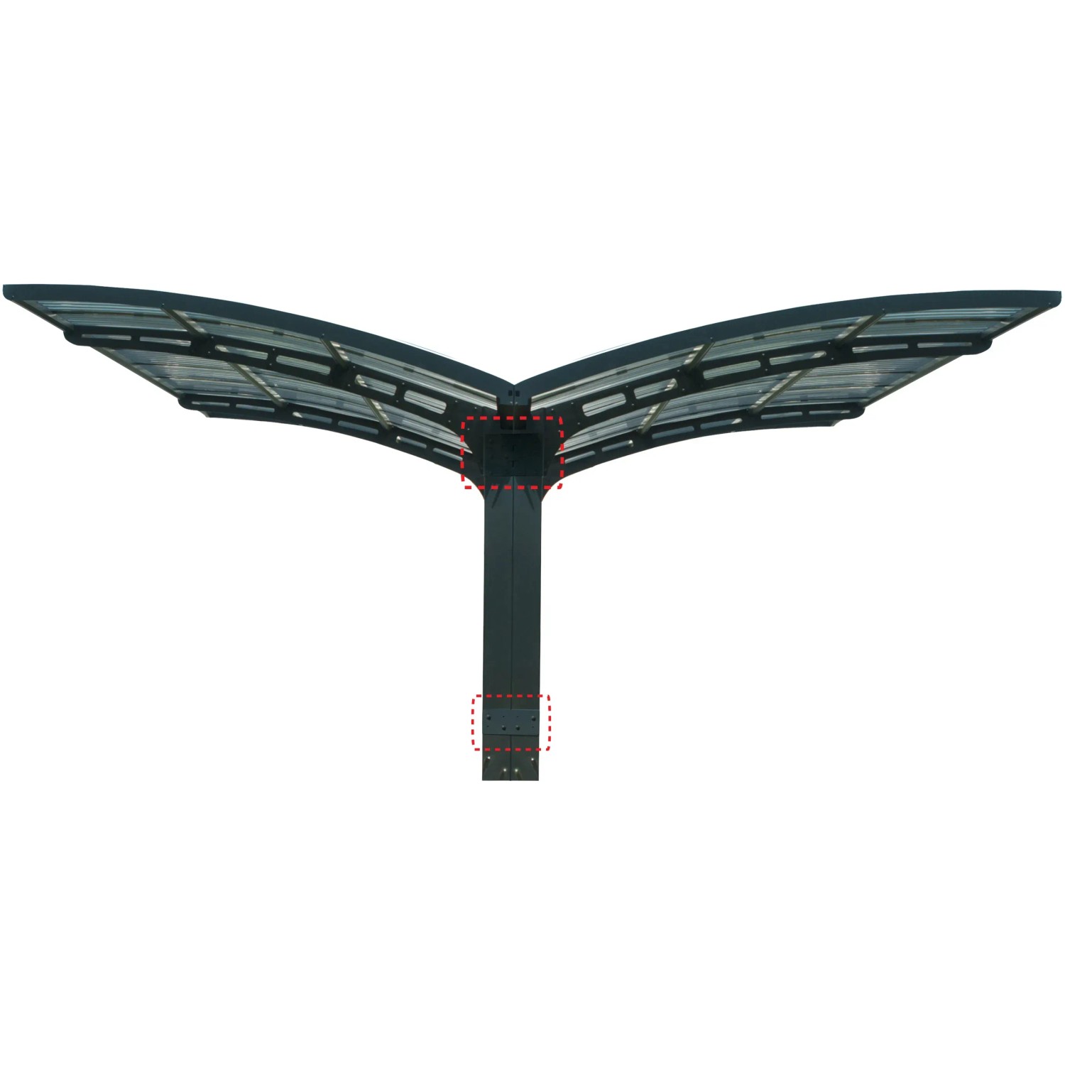 Palram Canopia Arizona Breeze Carport, Doppelcarport mit transparentem Dach und anthrazitfarbenem Aluminiumrahmen.