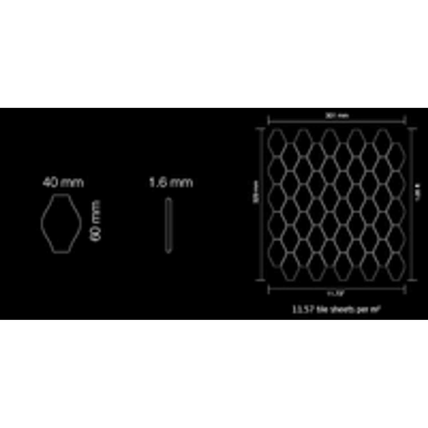 Detailzeichnung: Graue Edelstahl Mosaikfliese Marine gebürstet, Maße und Anordnung der Steine.