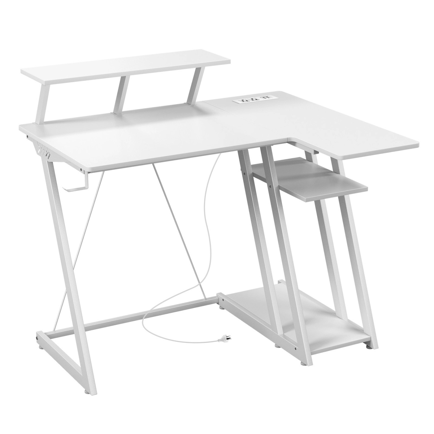 Costway Schreibtisch mit Monitorständer 107 x 45 x 93 cm Weiß günstig online kaufen