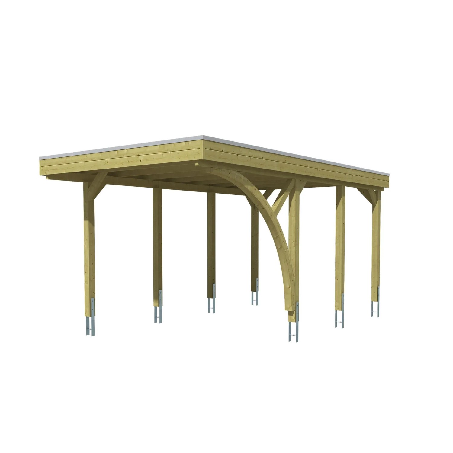 Skan Holz Carport-Set Friesland E mit Einfahrtsbogen 320 cm x 555 cm Grün