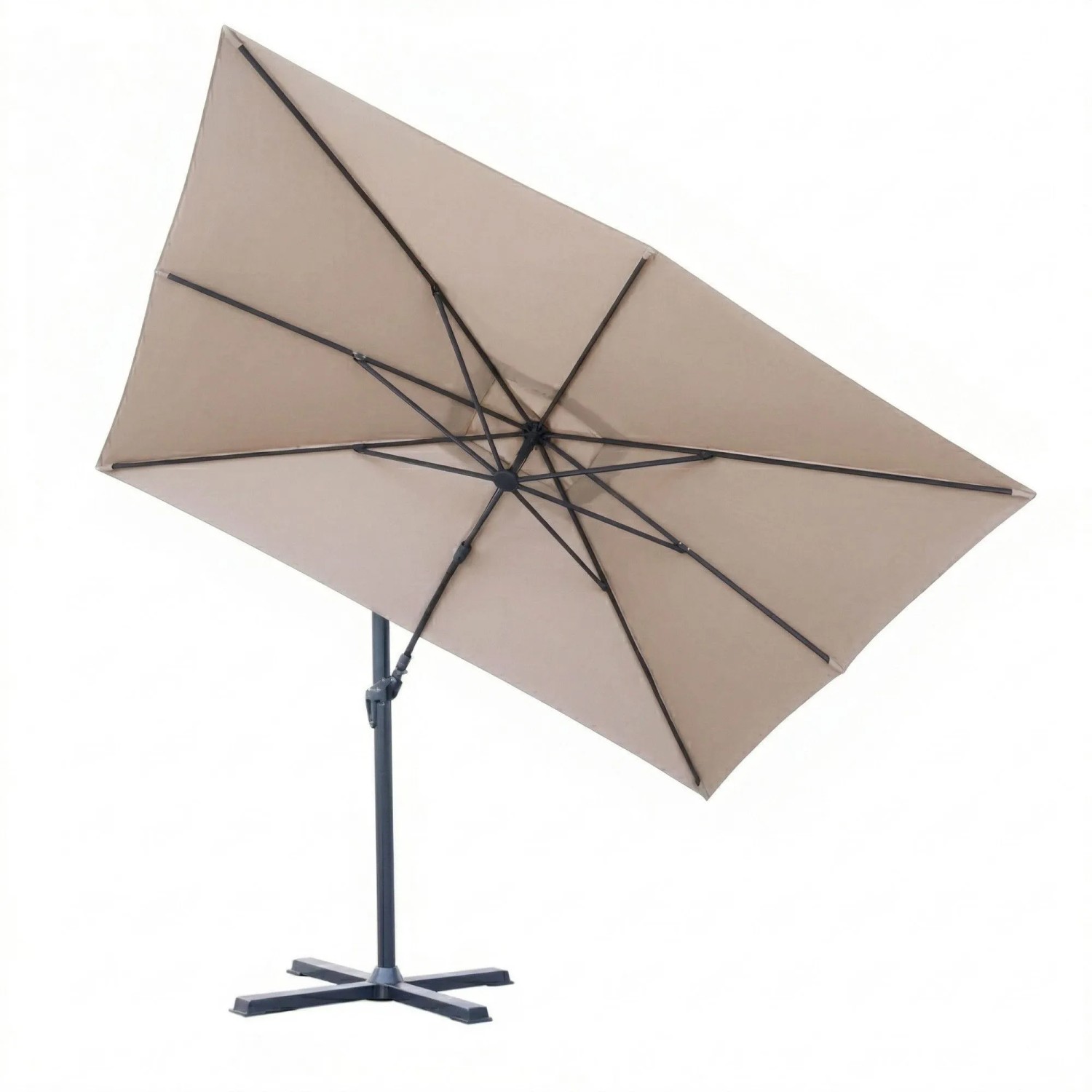 osoltus Ampelschirm Grande KOS Alu mit Kurbel 4 X 3m Tilt Axial Schwenkbar Taupe