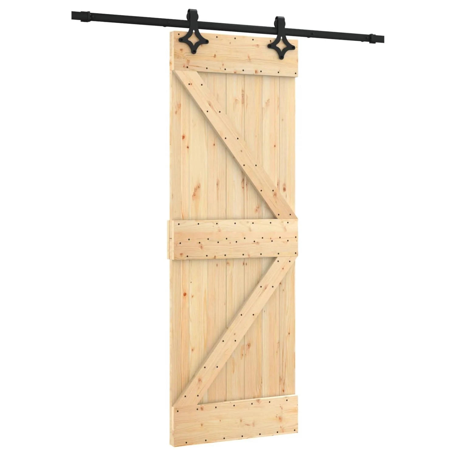 vidaXL Schiebetür Natur und Schwarz 70 x 210 cm Massivkiefer 3445058