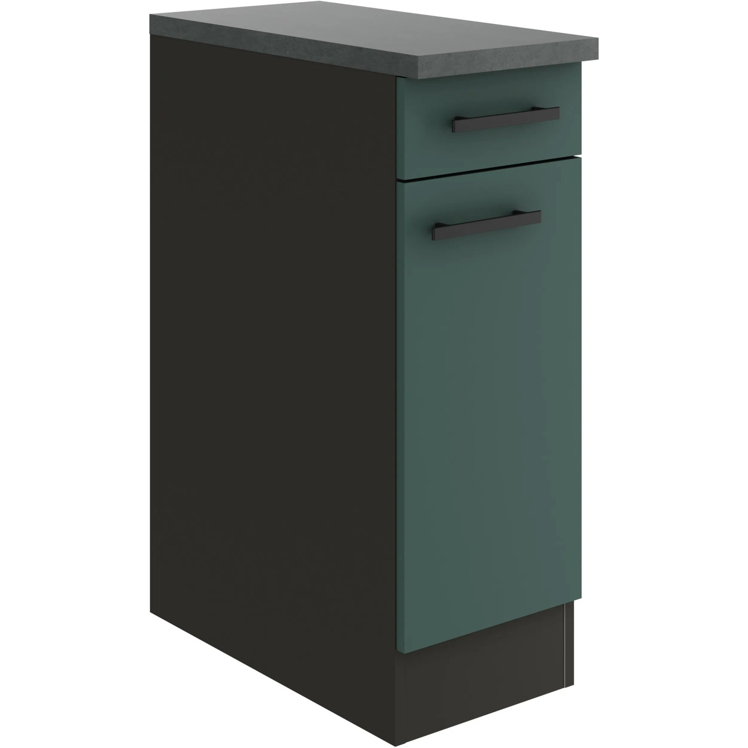 OPTIFIT Verona405 Küchen Unterschrank, 30 cm, Steingrün mit Schublade und Tür.