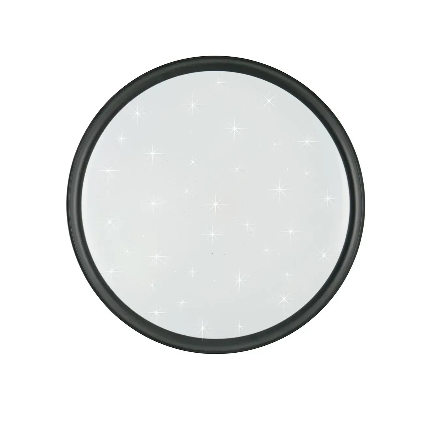 Schwarze, runde Reality LED-Deckenleuchte Solit mit Sternenmuster für moderne Wohnräume.