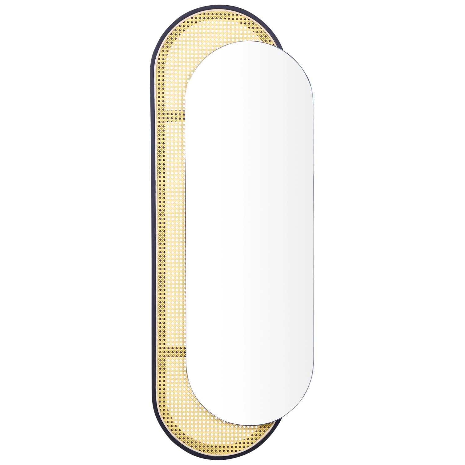 Beliani Wandspiegel CREIL Naturfarben Schwarz 5x51x143