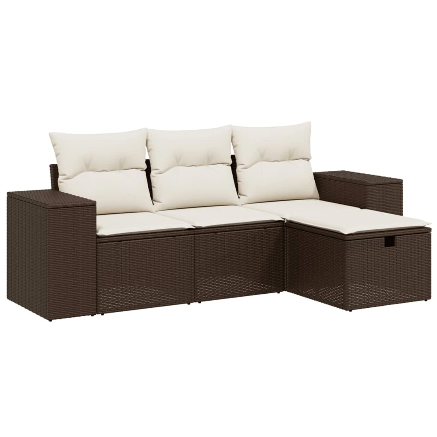 vidaXL 4-Tlg Garten-Sofagarnitur mit Kissen Braun Poly Rattan 3264379 günstig online kaufen