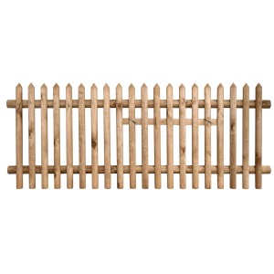 Braun imprägnierter Senkrechtzaun, 250x100 cm, ein traditioneller Gartenzaun.