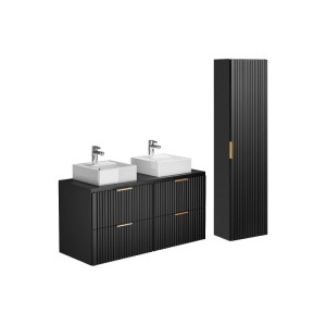 Vente-unique Badmöbel-Set Zevara Schwarz 120 cm