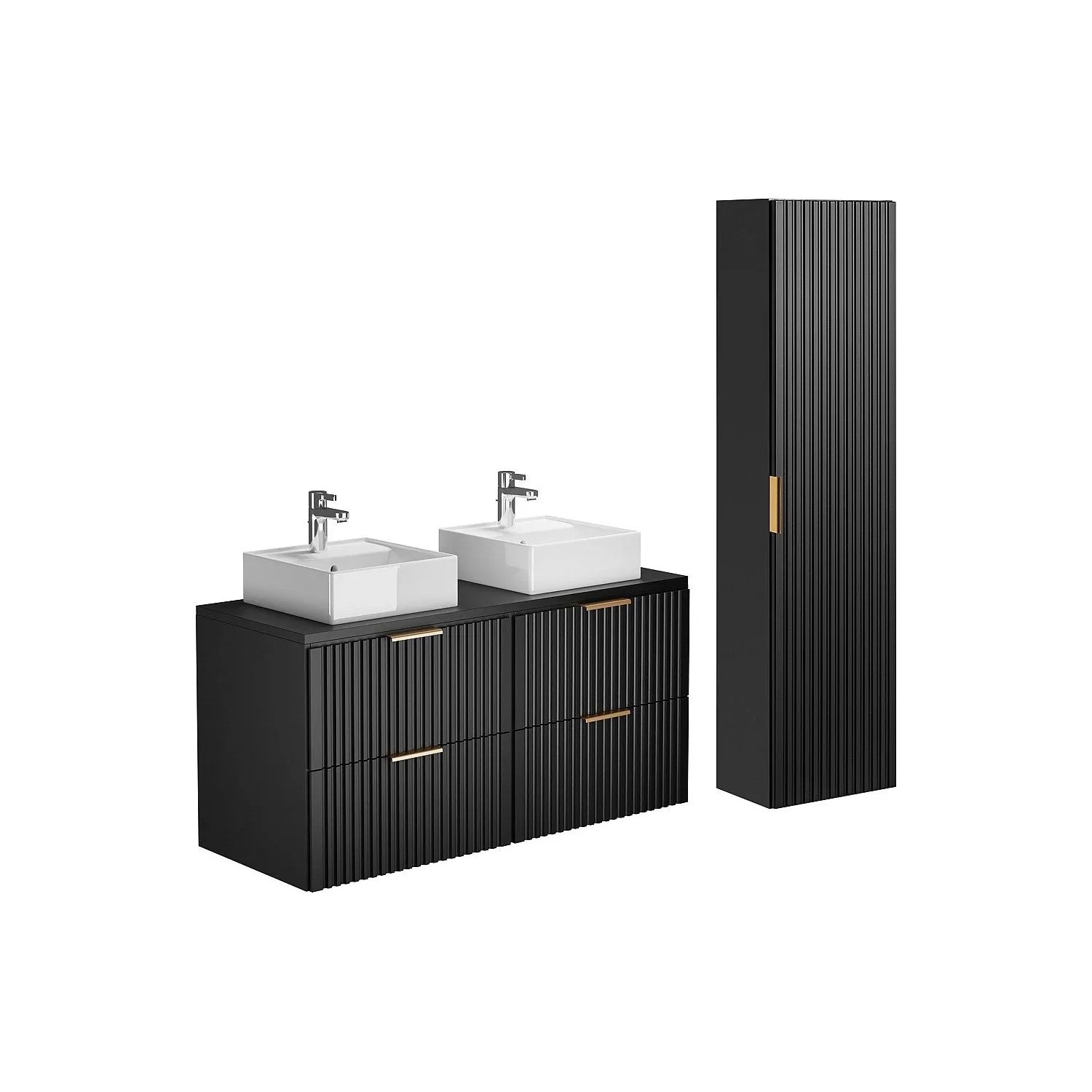 Vente-unique Badmöbel-Set Zevara Schwarz 120 cm