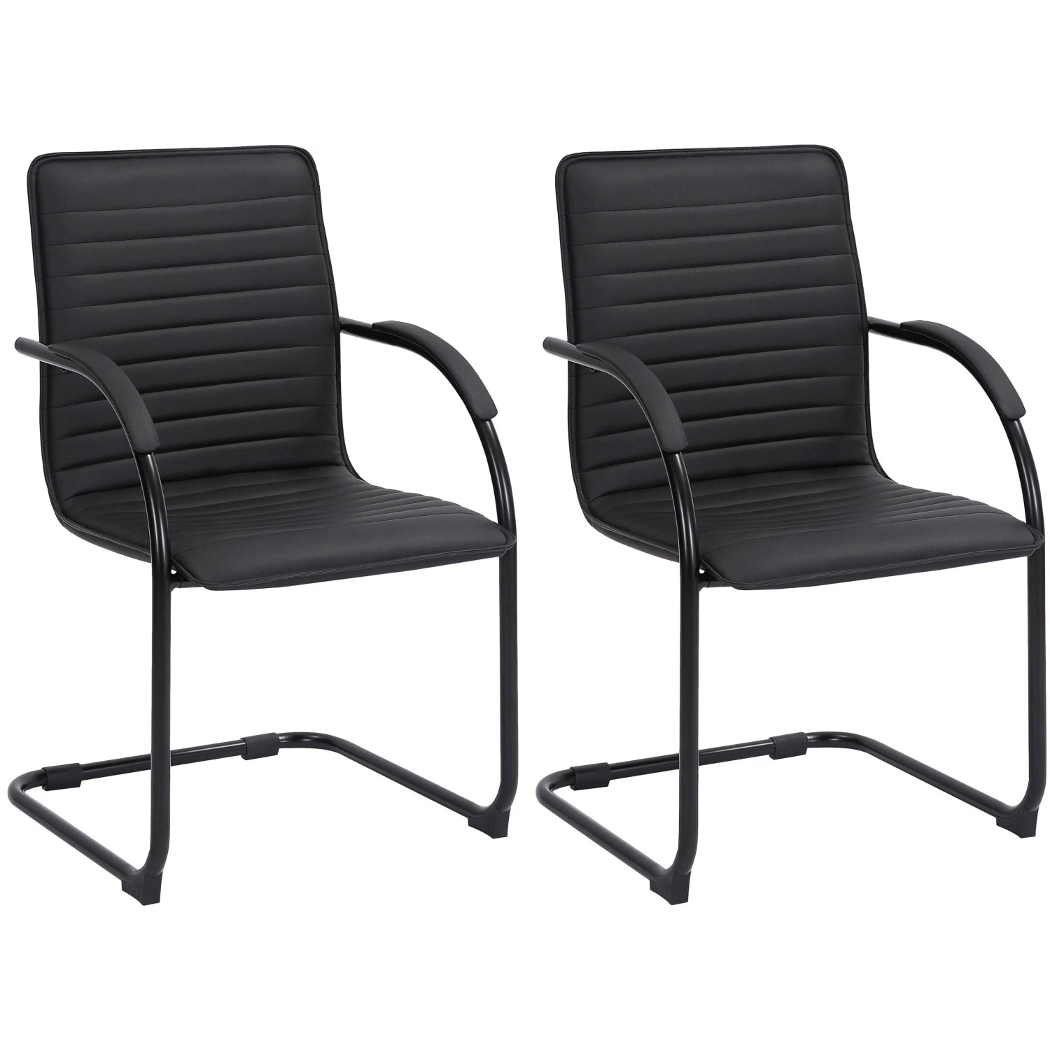 CLP 2er Set Besucherstühle Tira Kunstleder Schwarz/Schwarz
