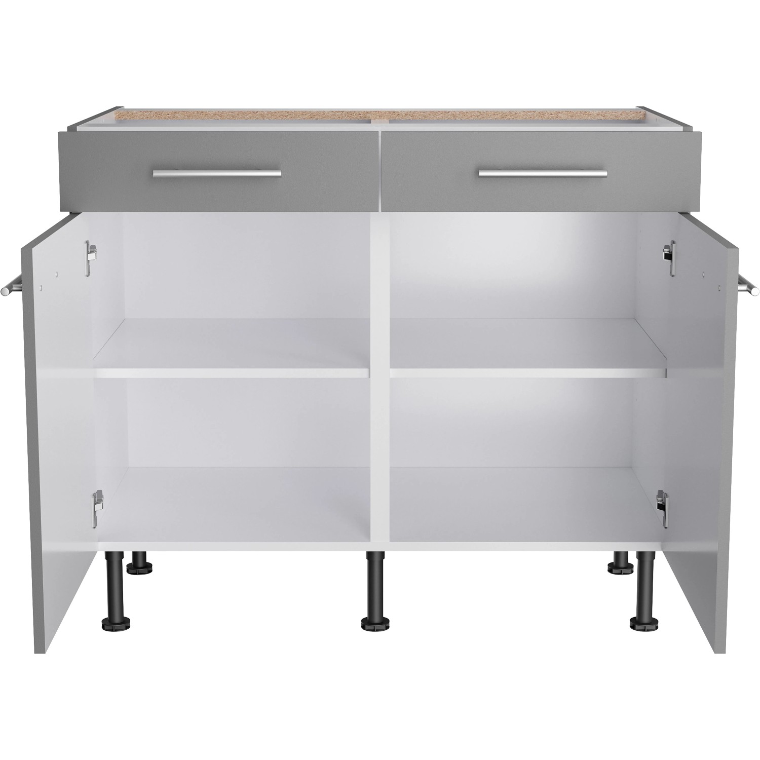 Optifit Unterschrank Mats825, 100cm, Basaltgrau, mit Schublade, zwei Türen und Einlegeboden.
