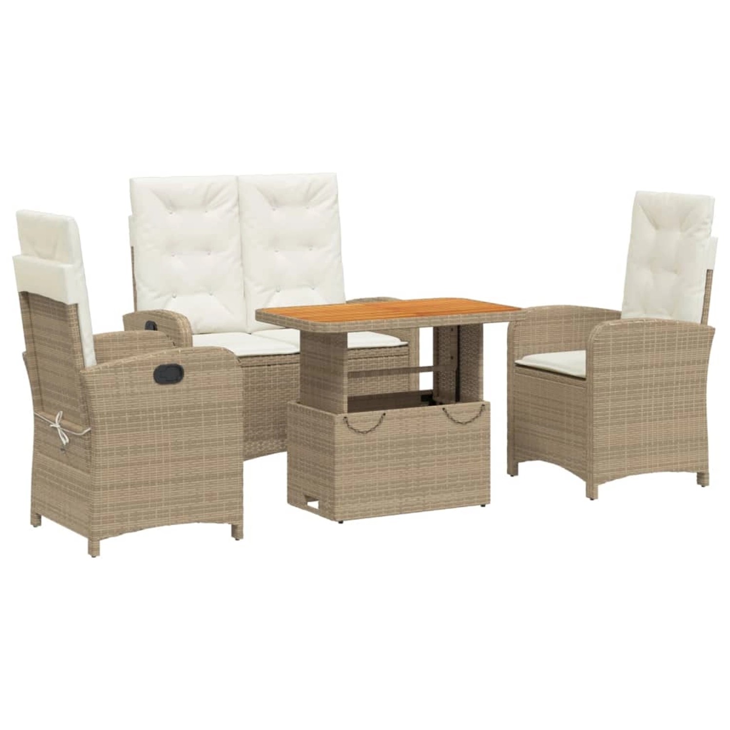 vidaXL 4-Tlg Garten-Essgruppe mit Kissen Beige Poly Rattan 3277359 günstig online kaufen