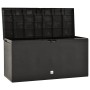 Offene, anthrazitfarbene VidaXL Gartenbox (114x47x60 cm) aus Polypropylen.