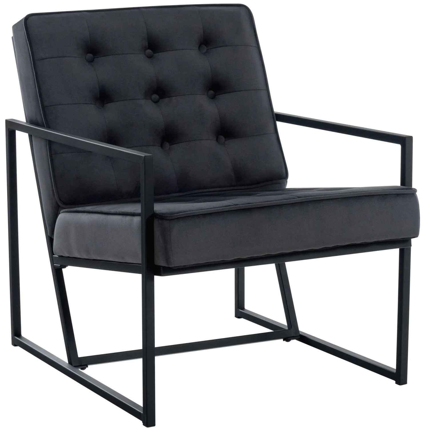 DELUKE Lounger Sessel NAMUR Samt Grau 63x83x79,5cm Barhocker Loungesessel Wohnzimmer Bequem Clubsessel Sessel Hotel