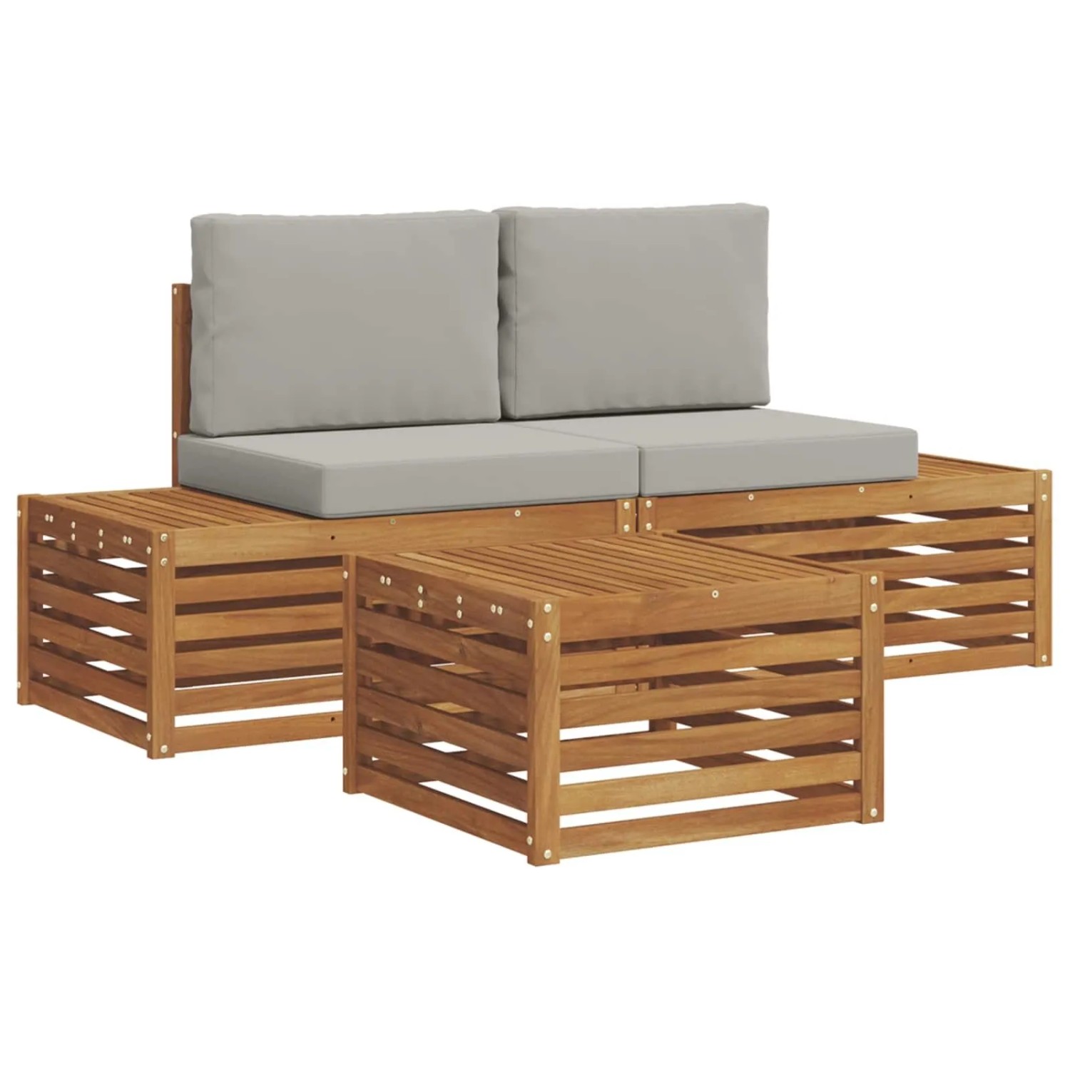 vidaXL Outdoor-Sofagarnitur mit Kissen 3-Tlg Natur und Hellgrau 3375436
