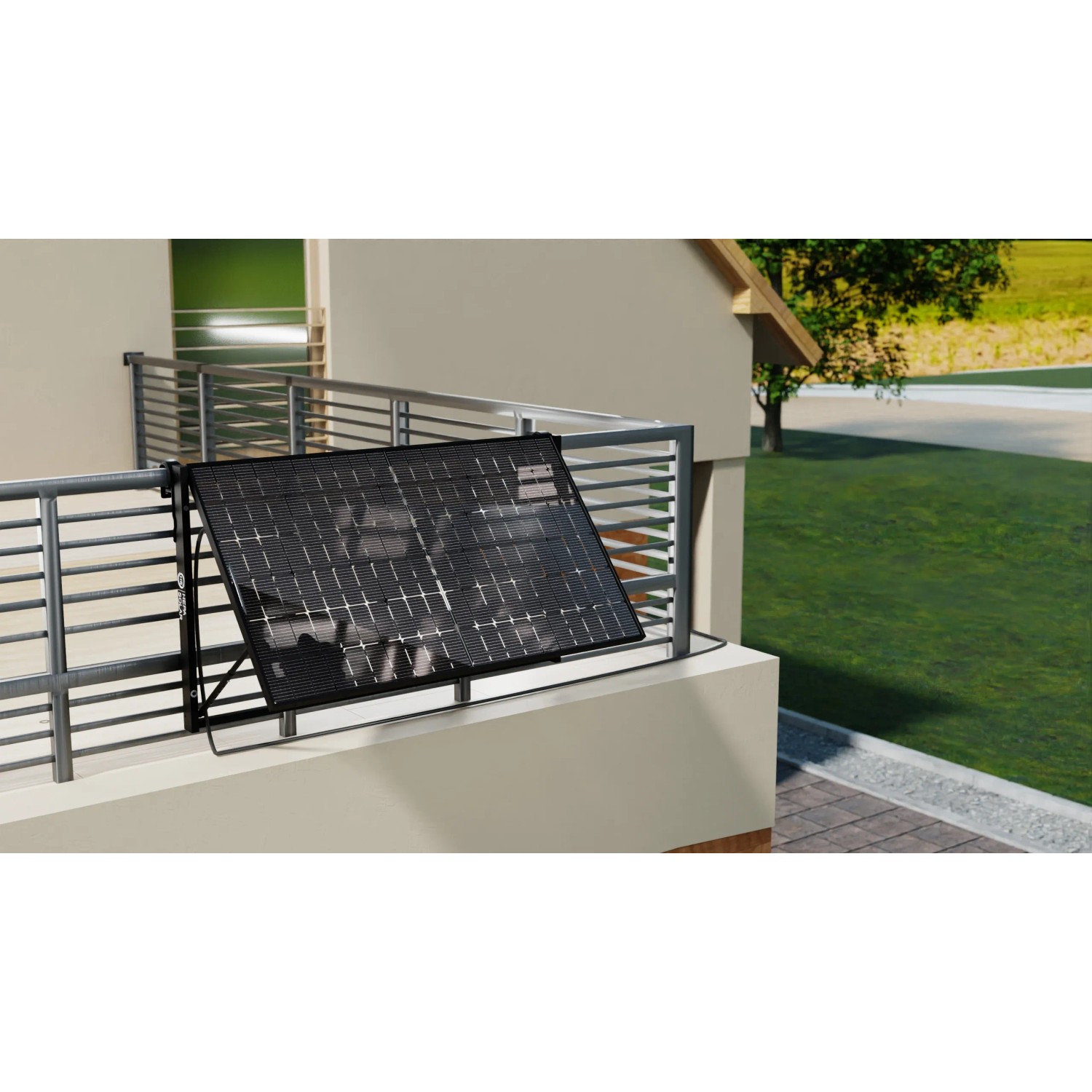 Hepa Solar Geländer-Set für Balkonkraftwerk-Montage am Geländer.