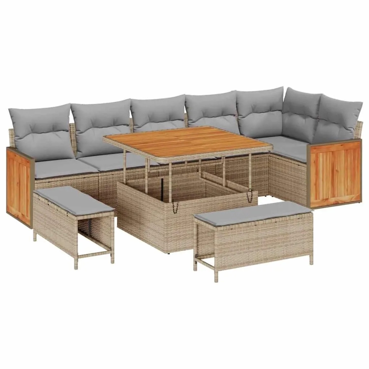 vidaXL Gartensofa-Set mit Kissen 11 Stk Beige und Hellgrau Poly-Rattan 3365 günstig online kaufen