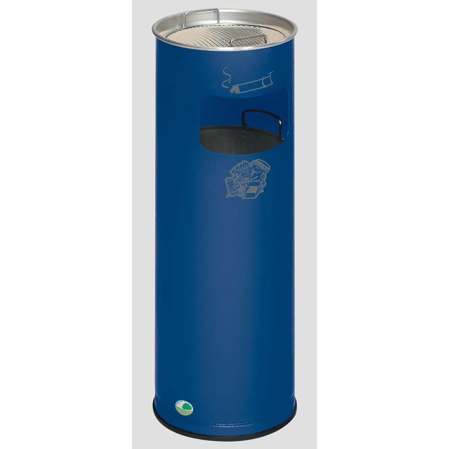 PROREGAL Klassischer Kombiascher Rund HxBxT 66 x 23 x 23 cm Verzinkter Stahl Blau