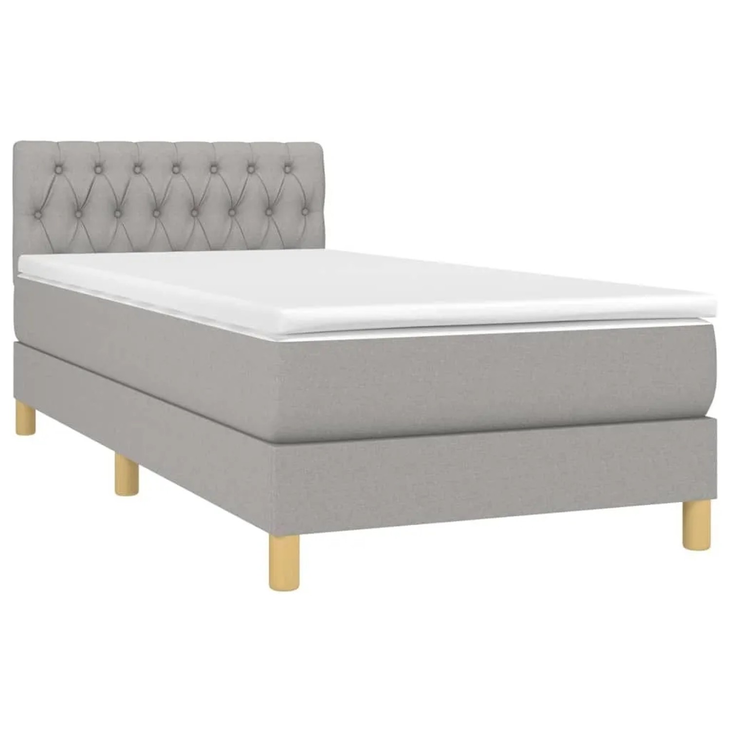 vidaXL Boxspringbett mit Matratze Hellgrau 90x200 cm Stoff 3140825