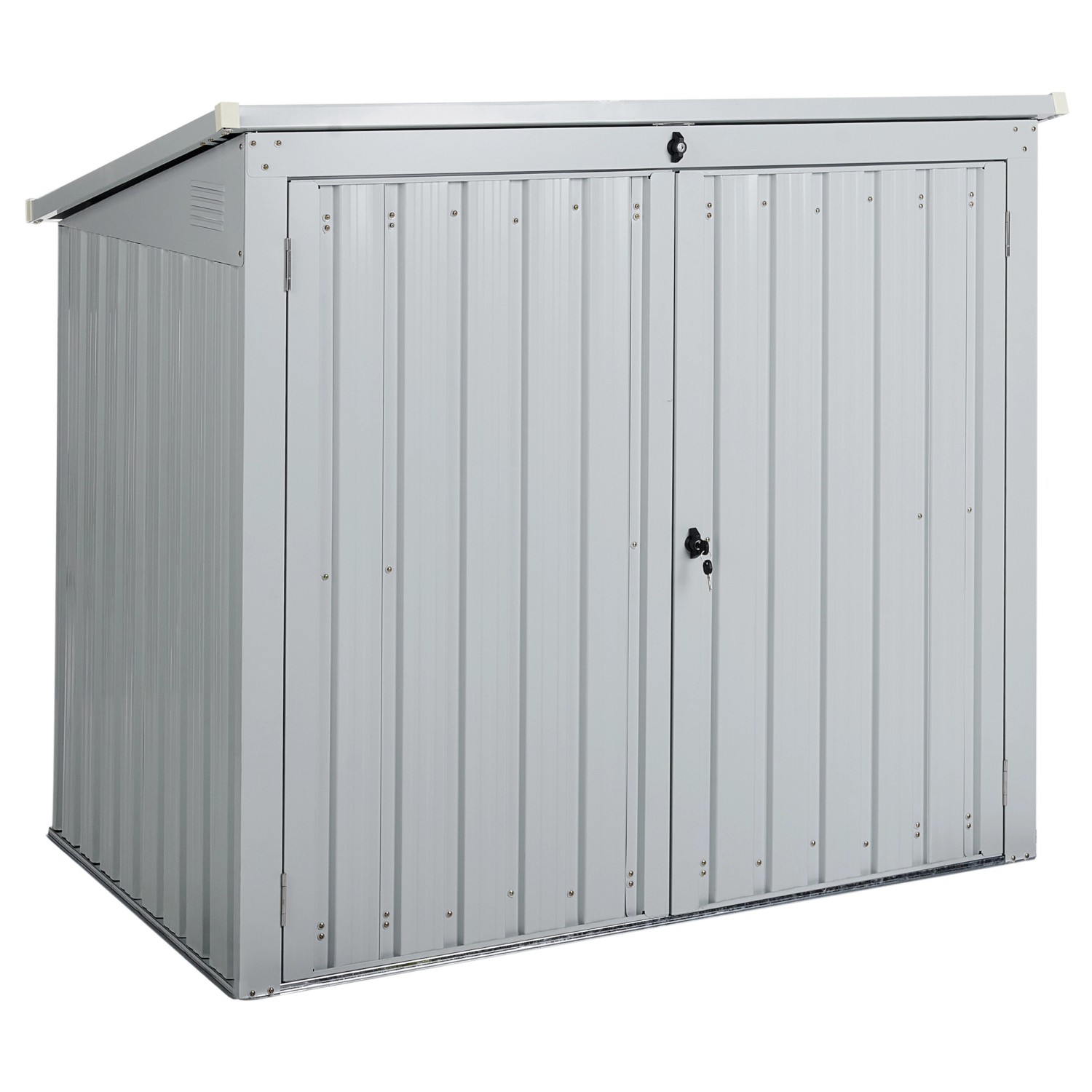 Beliani Gerätehaus mit Holzunterstand MOENA Hellgrau 96x158x134 günstig online kaufen