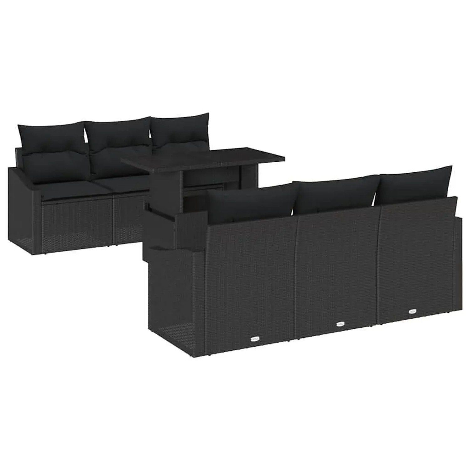 vidaXL Gartensofa-set mit Speicher 7-Tlg Schwarz Poly-Rattan 3348929 günstig online kaufen