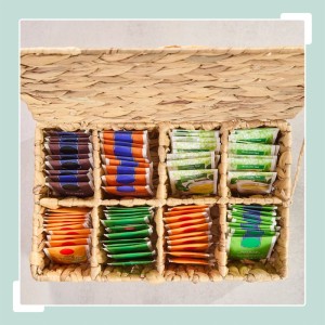 Relaxdays Teebox Wasserhyazinthe Natur 8 Fächer 10 cm x 33 cm x 20,5 cm 730 g