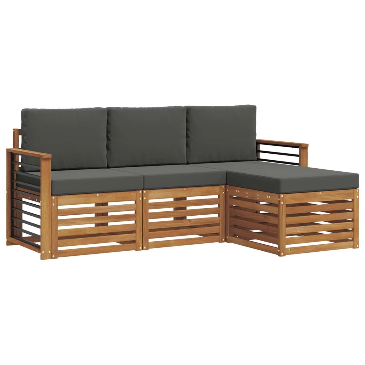 vidaXL Sofagarnituren 4 Tlg Natur und Anthrazit Massivholz Akazie 3374622