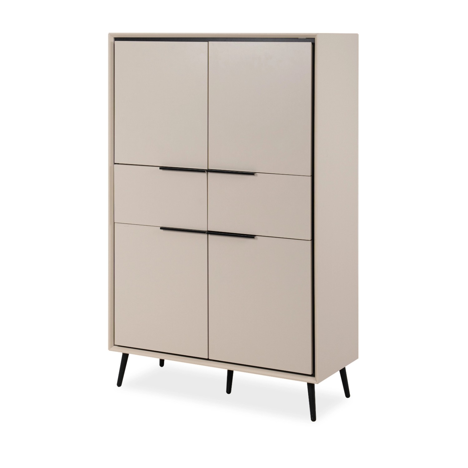 Furn.Design Highboard Sand und Schwarz 90 cm Soft-Close-Funktion Brebbia günstig online kaufen
